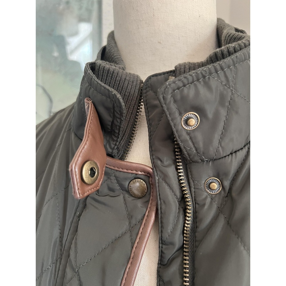 Lauren Ralph Lauren Jacket Womens Small Green Quilted Equestrian Barn Coat - Picture 7 of 12